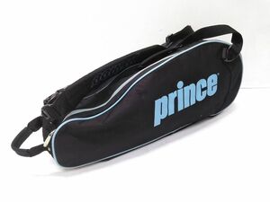 ♪Prince プリンス テニスラケットバッグ 6本入り収納 ブラック×ブルー 1123-7B @100♪