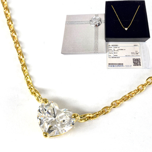 【中古・75673】　K18 ダイヤモンド ハートシェイプ ネックレス 0.3ct 0.331ct E SI2 中央宝石研究所ソーティング付き ハートダイヤ 18金