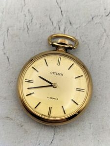 H10 1円～ 稼動品 シチズン CITIZEN 6700-671926-K 手巻き 21石 懐中時計 ポケットウォッチ ゴールド文字盤 ゴールドカラー