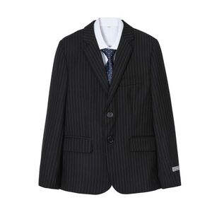 ♪ｍineka♪セール 訳有品 男子スーツ5点セット フォーマル 紳士服 2つボタン 縦縞間隔10mm 入卒式 黒縦縞 ブラック 145CM 150CM 417/64