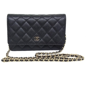 シャネル CHANEL チェーンショルダー チェーンウォレット 斜め掛け AP0250 キャビアスキン【中古】【程度A】【美品】