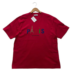 【新品】BALENCIAGA　PARIS　プリント　Tシャツ　レッド　S
