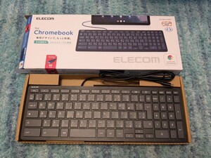 ◯0609u2721　エレコム キーボード 有線 Works With Chromebook認証取得 パンタグラフ式 USB Type-Cコネクタ 抗菌 ブラック TK-CB01UPKBK