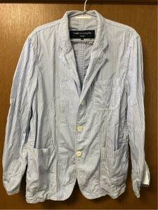 コムデギャルソン HOMME ストライプ パッカリング シャツジャケット S オム ジュンヤ マン JUNYA MAN SHIRT PLUS 綿 アンコン プリュス