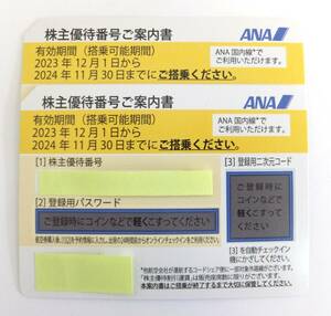 即決 送料無料 ANA株主優待券 2024年11月30日まで 2枚 全日空 2024/11/30 番号通知のみ可