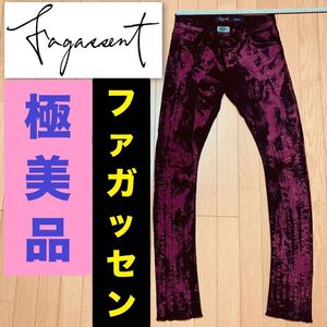 極美品 FAGASSENT ブラッドカラー ストレッチ スキニーデニム 26 ファガッセン blood black red skinny denim pants Y2K ROYAL FLASH