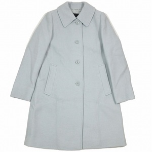 サンヨーコート SANYO COAT ステンカラーコート ロング丈 ジャケット ウール混 40 ライトブルー T1B25-226-23/4▲B11 レディース