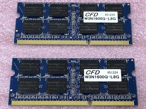 ＞CFD W3N1600Q-L8G *PC3L-12800S/DDR3L-1600 204Pin DDR3 SO-DIMM 16GB(8GB x2) 動作品