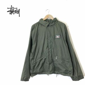 1K1875-N◆ old stussy オールド ステューシー コーチジャケット ナイロンジャケット ロゴ パッチ ◆sizeM カーキ系 化繊100 古着