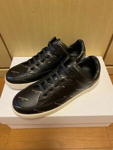 正規 新品 BALENCIAGA バレンシアガ 総柄 ロゴ レザー スニーカー 黒 42