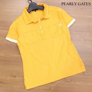 PEARLY GATES パーリーゲイツ 春夏 半袖 コットン ポロシャツ Sz.0　レディース ゴルフ 日本製　D3T00742_4#A