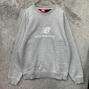 NEW BALANCE ニューバランス スウェット トレーナー ラグラン 刺繍ロゴ サイズM グレー 灰色 メンズ トップス 最落なし （Z6）