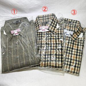 ★美品★Mサイズ 3点★DAKS ダックス 長袖シャツ2点 毛100% チェックシャツ 半袖シャツ1点 綿100% メンズ 紳士 ゴルフ (11056F