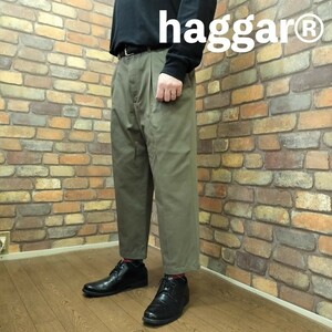 BP3-199【モデル175cm】★訳アリ格安!!★USA古着★【haggar ハガー】コットンツイル 2タックパンツ カラーチノ【W36 メンズ XL】ブラウン