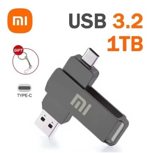 【Xiaomi】超高速3.2 TYPE-C USBメモリ 1TB 2in1 フラッシュメモリ メタルブラック マルチデバイス対応 外付け スマートフォン 車 PC TV