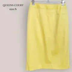 【クイーンズコート】QUEENS COURT✨美品✨タイトスカート　膝丈　黄色