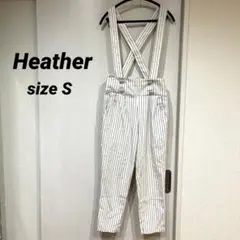 Heather ヘザー ストライプ 2WAYサロペット ホワイト オーバーオール