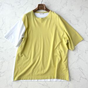 C768 MARNI マルニ イタリア製 正規品 半袖 Tシャツ カットソー バイカラー イエロー 黄 ホワイト 白 メンズ 48 ＝ L〜XL相当!!