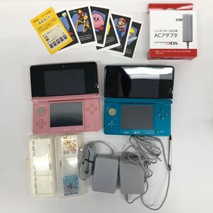 Nintendo 任天堂 NINTENDO 3DS 本体 CTR-001 ミスティピンク・アクアブルー 通電〇/ACアダプタ/ソフト用ケース 等 おまとめ【DAAI8030】