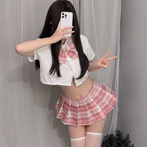 【セール】1円から コスプレ衣装 可愛い少女　学生制服「トップス・Tバック・ミニスカート４点セット」ベビードール　OR179A