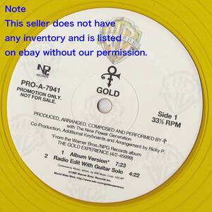 12inch★The Artist (Formerly Known As Prince) PRINCE / Gold★イエローカラーヴァイナル・promo only・Warner/NPG★