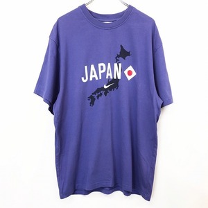 NIKE ナイキ L メンズ Tシャツ カットソー 両面プリント サッカー 日本列島 中田英寿 背番号7 半袖 綿100% ネイビー・ブルーパープル系