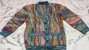 ★COOGI クージー　 ニット カーディガン ニットカーディガン　3Dニット　総柄　マルチカラー　オーストラリア製　レディース　SSサイズ