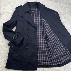 極美品/L相当◎BURBERRY BLACKLABEL トレンチコート ノバチェック キルティング ライナー ベルト バーバリーブラックレーベル ネイビー