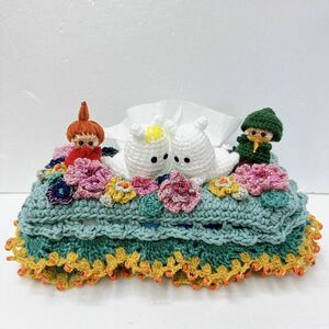 ハンドメイド ティッシュカバー ムーミン風 お花ver☆