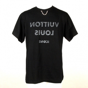 ルイヴィトン LOUIS VUITTON 半袖Tシャツ サイズL FJTS18TXP - 綿、ポリウレタン 黒×ライトグレー メンズ チェーン/反転ロゴ 美品