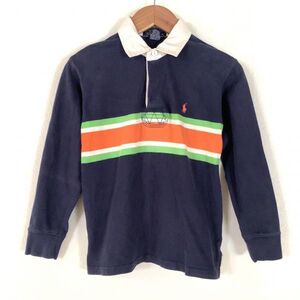 POLO by Ralph Lauren ポロ ラルフローレン ラガーシャツ キッズ サイズ7 ラグビーシャツ ネイビー