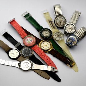 1円 まとめ swatch スウォッチ QZ 電池切れ ジャンク品 10本セット メンズ KN0670T（SS 25）