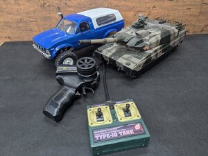 長○M034/ラジコン２台セット　陸上自衛隊10式戦車 TYPE-10 TANK メーカー不明/WPL C24オフロード　ジャンク/1円～