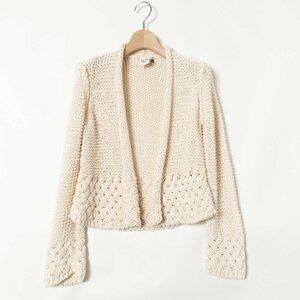 Anthropologie Akemi + Kin アンソロポロジー ニットカーディガン セーター 羽織 無地 XSサイズ 綿100% コットン アイボリー系 ナチュラル