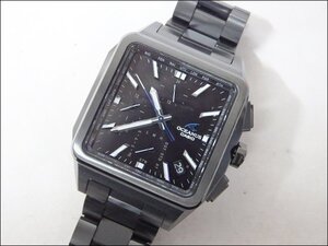 美品 CASIO/カシオ◆OCEANUS オシアナス/OCW-T5000B-1AJF◆クラシックライン チタンムク デイデイト ソーラー充電 ブラック 保証残有!!