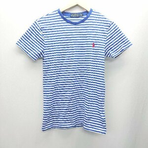 ◇ POLO RALPH LAUREN ポロ ラルフローレン ボーダー柄 クルーネック 半袖 Tシャツ サイズXS ブルー系 レディース E