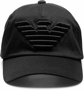 ☆匿名発送☆新品タグ付き ブラック EMPORIO ARMANI CAP エンポリオアルマーニ イーグル立体刺繍 ベースボールキャップ 帽子