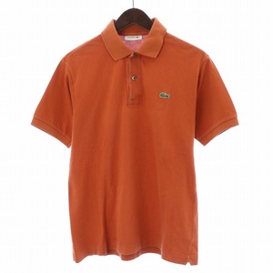 ラコステ LACOSTE ポロシャツ カットソー ロゴ ワンポイント 半袖 4 M オレンジ /FQ メンズ