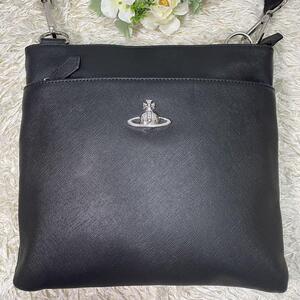 【極美品】VIVIENNE WESTWOOD ヴィヴィアンウエストウッド ショルダーバッグ レザー オーブ ロゴ ブラック 黒 メンズ レディース