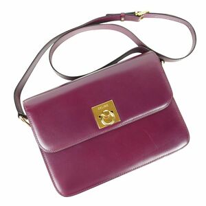 超美品 セリーヌ リング ロック 紫 ショルダーバッグ パープル (01224)