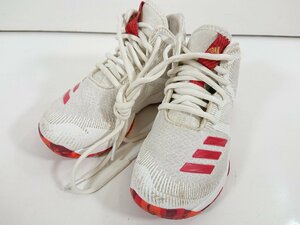 adidas アディダス キッズ ジュニア バスケットボールシューズ 白 ホワイト 赤 サイズ 17cm CG4310 シューズ ユーズド