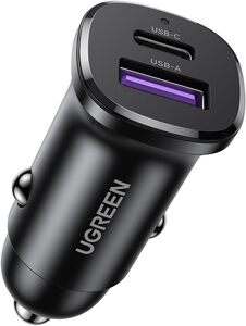 UGREEN シガーソケット USB C カーチャージャー 2ポート 52.5W【PD30W+SCP22.5W 急速充電】 PD3