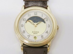 ♪hafn2945-6 529 SEIKO セイコー AVENUE アベニュー 6F34-6000 ムーンフェイズ QZ クォーツ メンズウォッチ 腕時計 腕周り約19cm 稼働