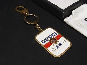 ■極美品■ GUCCI グッチ AM マリンモチーフ キーホルダー バッグチャーム レディース メンズ ホワイト系×ゴールド系 BD7948