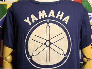 ☆GOODコンディションの1枚☆Made in USA製アメリカ製YAMAHAヤマハビンテージロゴプリントTシャツ70s70年代紺色ネイビーバイク製造日本企業