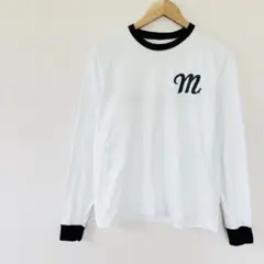 【ミサリコーディア】長袖Tシャツ　M　白ホワイト　ロゴプリント　100%コットン