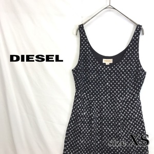 EZ3043●DIESEL 腰開きデザイン ラメシフォン ワンピース●XS●ブラック ノースリーブ 背中開き 腰チラ