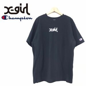 1S1624-R-N◆x-girl × Champion エックスガール×チャンピオン 半袖Tシャツ◆サイズ1 レディース 婦人 トップス ロゴ コラボ ブラック