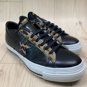 JFK3 CONVERSE コンバース ONE STAR ワンスター ローカットシューズ カジュアルシューズ レザー ブラック レオパード レディース US5 24cm