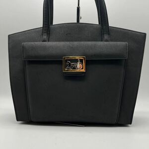 超希少 オールド セリーヌ ハンドバッグ 馬車金具 レザー ブラック レディース 黒 本革 ビジネスCELINE トートバッグ